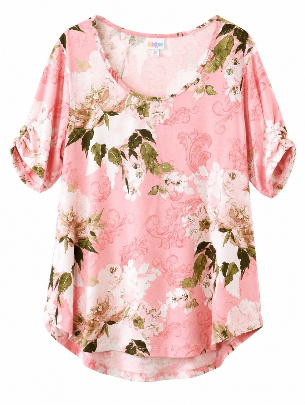 LuLaRoe Pink Green White Floral Morgan Short Sleeve Size XL